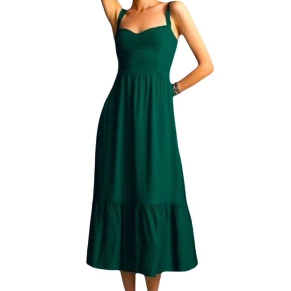 Reformation Dresses & Skirts - NWT Reformation Emerald Celestia Midi Spaghetti Strap Dress - Sz 8